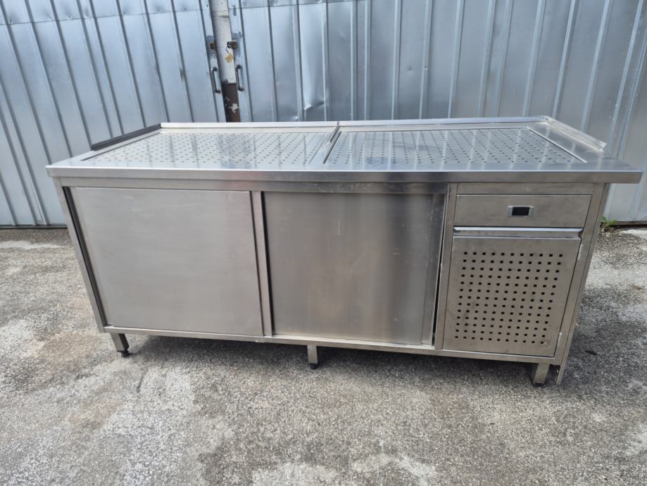 Inox delovni pult, inoks miza, hladil plošča, drsna vrata, hladil pult